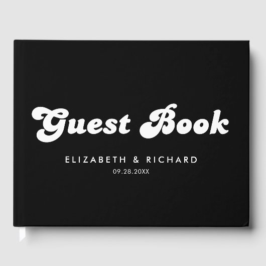 Stilvolle Retro Black & White Wedding Gästebuch (Vorderseite)