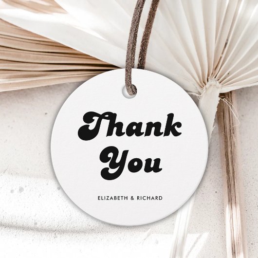 Stilvolle Retro Black & White Wedding Geschenkanhänger