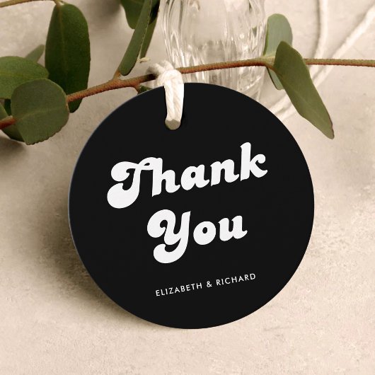 Stilvolle Retro Black & White Wedding Geschenkanhänger