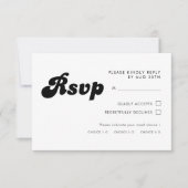 Stilvolle Retro Black & White Wedding RSVP Karte (Vorderseite)