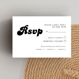 Stilvolle Retro Black & White Wedding RSVP Karte