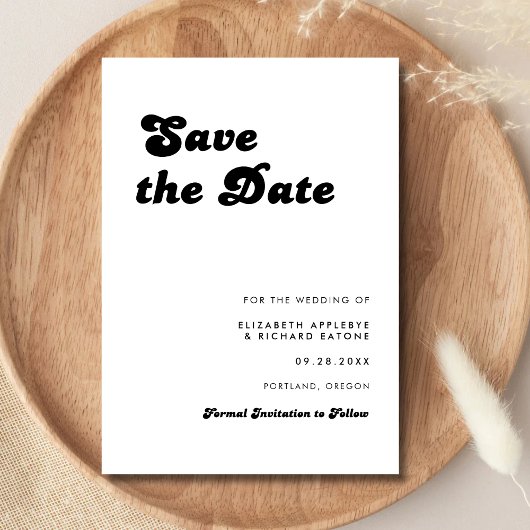 Stilvolle Retro Black & White Wedding Save The Date