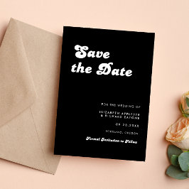 Stilvolle Retro Black & White Wedding Save The Date
