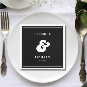 Stilvolle Retro Black & White Wedding Serviette