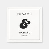 Stilvolle Retro Black & White Wedding Serviette (Vorderseite)