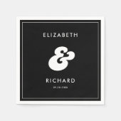 Stilvolle Retro Black & White Wedding Serviette (Vorderseite)