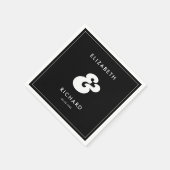 Stilvolle Retro Black & White Wedding Serviette (Ecke)