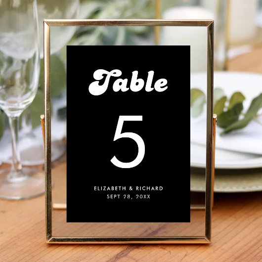 Stilvolle Retro Black & White Wedding Tischnummer