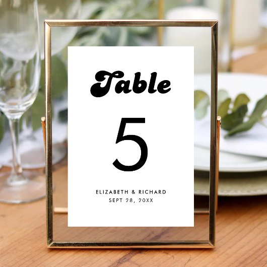 Stilvolle Retro Black & White Wedding Tischnummer