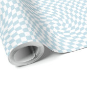 Stilvolle Retro Blue Pastel Warped Checkerboard Geschenkpapier (Rolleneckpunkt)