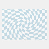 Stilvolle Retro Blue Pastel Warped Checkerboard Geschenkpapier Set (Vorderseite 3)