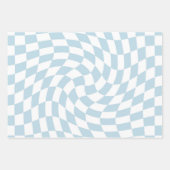 Stilvolle Retro Blue Pastel Warped Checkerboard Geschenkpapier Set (Vorderseite 2)