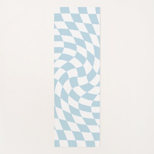 Stilvolle Retro Blue Pastel Warped Checkerboard Yogamatte (Vorderseite)