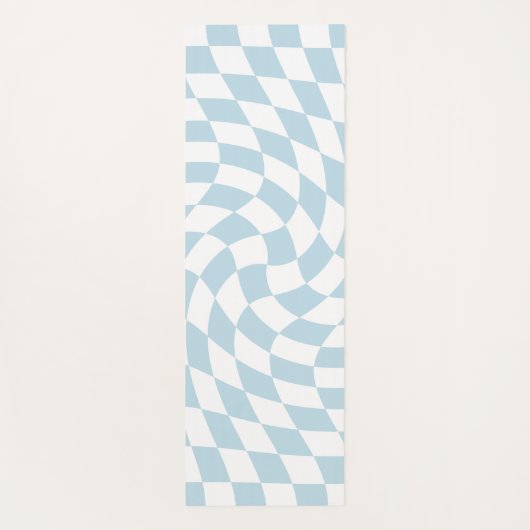Stilvolle Retro Blue Pastel Warped Checkerboard Yogamatte (Rückseite)