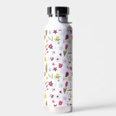 Stilvolle Retro Blume Wasser Flasche mit Name (Links)