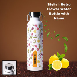 Stilvolle Retro Blume Wasser Flasche mit Name