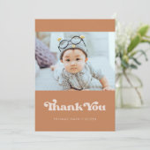 Stilvolle Retro-Braun-Zucker-Dusche Baby Dankeskarte (Stehend Vorderseite)