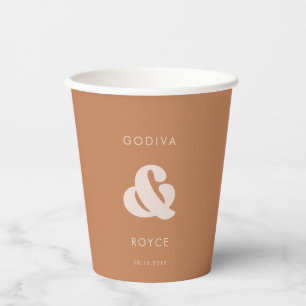 Stilvolle Retro-Braun-Zucker Hochzeit Pappbecher