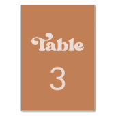 Stilvolle Retro-Braun-Zucker-Hochzeit Tischnummer (Rückseite)