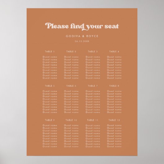 Stilvolle Retro-Braun-Zucker-Hochzeitskarte Poster (Vorne)