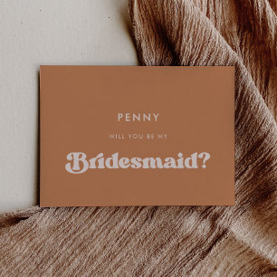 Stilvolle Retro-braune Zucker Bridesmaid-Vorschlag Einladung