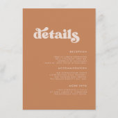 Stilvolle Retro-braune Zucker Hochzeitsdetails Begleitkarte (Vorderseite)