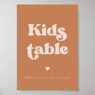 Stilvolle Retro-brauner Zucker Hochzeitskids-Tisch Poster
