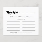 Stilvolle Retro-Brautparty-Rezeptkarte (Vorderseite)