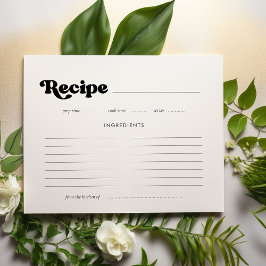 Stilvolle Retro-Brautparty-Rezeptkarte