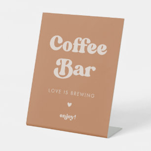 Stilvolle Retro Brown Zucker Hochzeit Kaffee Bar Sockelschild