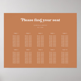 Stilvolle Retro Brown Zucker Hochzeitssitzkarte Poster