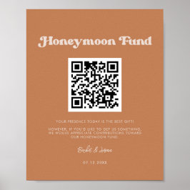 Stilvolle Retro-Brown Zucker Honeymoon-Fonds QR-Co Poster