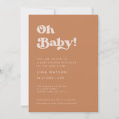 Stilvolle Retro Brown Zucker Oh Baby Einladung (Vorderseite)