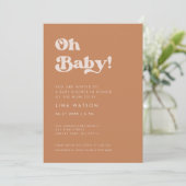 Stilvolle Retro Brown Zucker Oh Baby Einladung (Stehend Vorderseite)