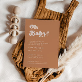 Stilvolle Retro Brown Zucker Oh Baby Einladung