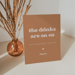 Stilvolle Retro Brown Zucker Wedding Drinks sind a Sockelschild