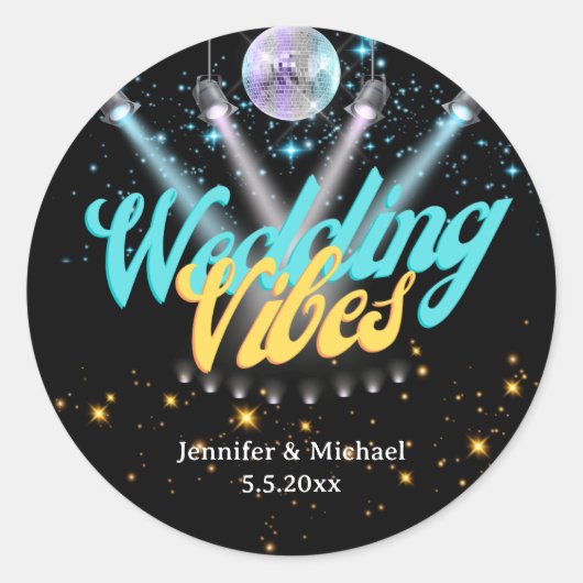 stilvolle Retro-Disco Runder Aufkleber (Vorderseite)