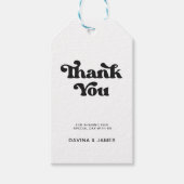 Stilvolle Retro-Gastgeschenk Hochzeit-Tasche in Sc Geschenkanhänger (Vorderseite)