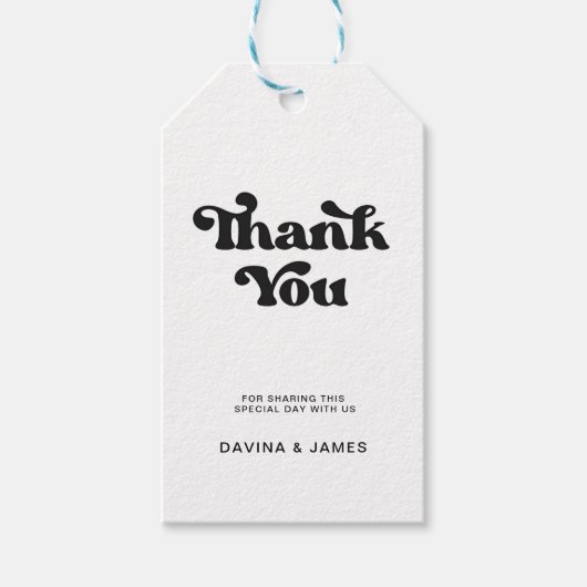 Stilvolle Retro-Gastgeschenk Hochzeit-Tasche in Sc Geschenkanhänger (Vorderseite)