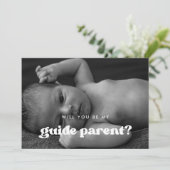 Stilvolle Retro Guide Elternvorlage Fotokarte Einladung (Stehend Vorderseite)