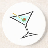 Stilvolle Retro Martini und grünes Olive mit Pimen Sandstein Untersetzer (Vorne)