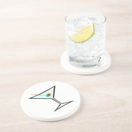 Stilvolle Retro Martini und grünes Olive mit Pimen Sandstein Untersetzer