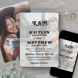Stilvolle Retro Monogram Overlay 2 Foto Hochzeit Einladung