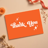 Stilvolle Retro Orange Groovy Script Wedding Dankeskarte