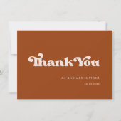 Stilvolle Retro-Orange Hochzeit danke Ihnen Karte (Vorderseite)