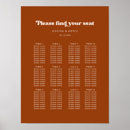 Stilvolle Retro-Orange-Hochzeitskarte Poster