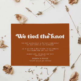 Stilvolle Retro-Orange Wir binden die Knoten-Karte Einladung