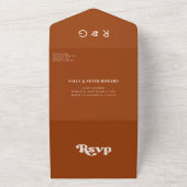 Stilvolle Retro-Orangenhochzeit All In One Einladung (Außenbereich)