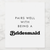 Stilvolle Retro-Paare mit einem Brautmädchen Weinetikett (Einzelnes Label)