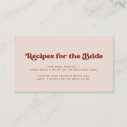 Stilvolle Retro Peach pink Rezept Karte anfordern (Vorderseite)